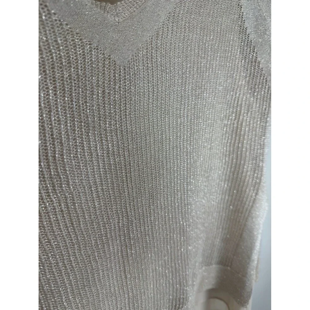 Lucky Brand Metallic Shimmer Knit Top Medium Layered Hem Boho